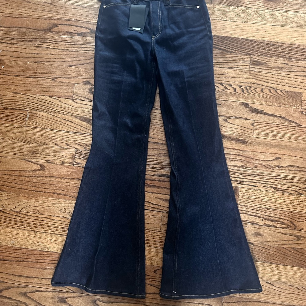 PAIGE Blue Flare Wide Leg Jeans High Waist